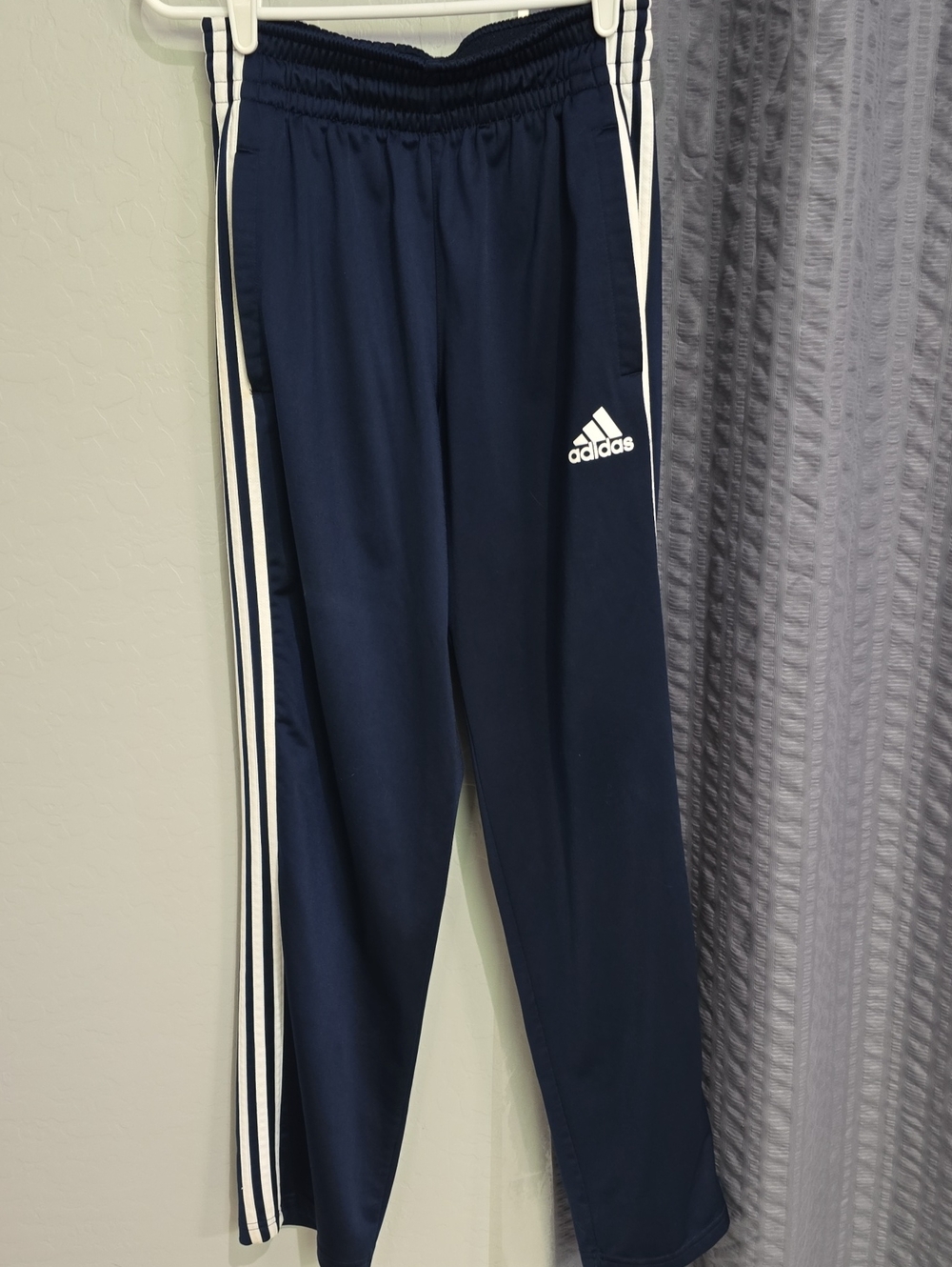 adidas Navy Blue Joggers with White Side Stripes - Kids